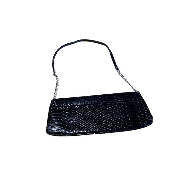 Vintage Bonita Bags Black PVC Snakeskin look Evening Bag 11x4.5"‎ Drop 10.5" - Picture 4 of 4